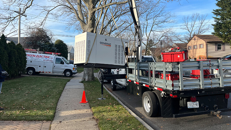 generac generator beoing lifted by vehicles